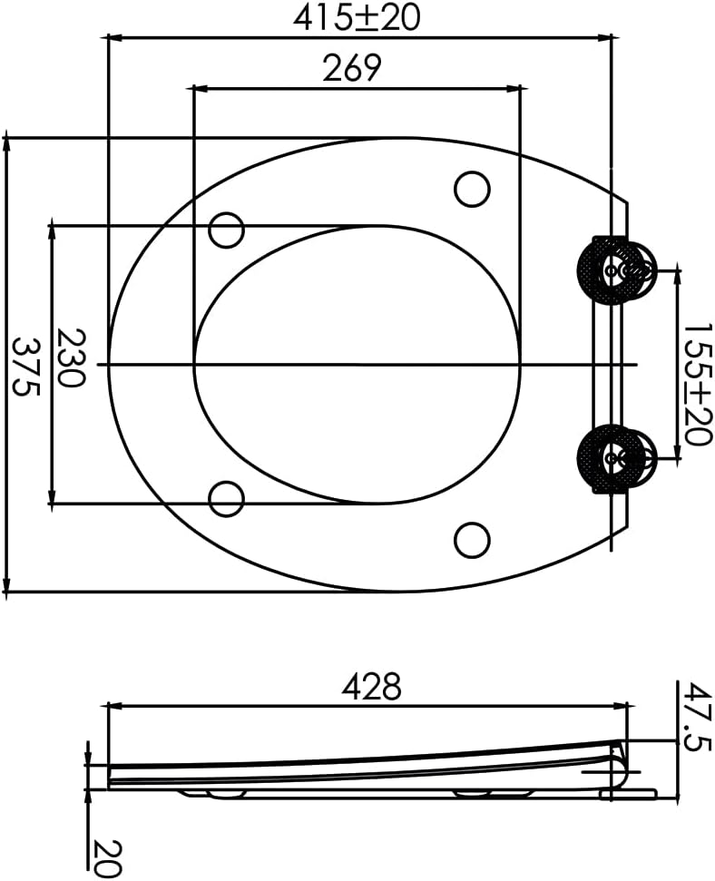 SEPIO Duroplast White Star WC-SITZ, WEISS, verstellbare Scharniere, Schnellverschluss, langsames Abs