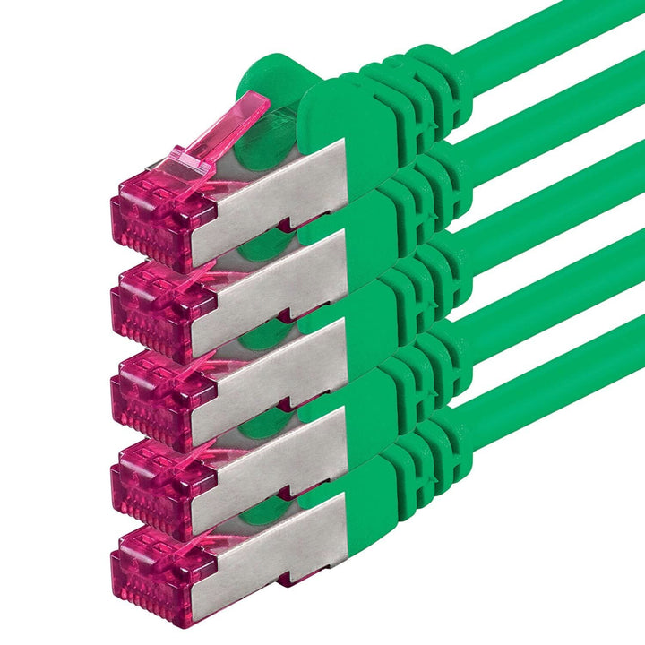 1aTTack.de 10m - grün - 5 Stück - Netzwerkkabel CAT6a (10Gb/s) S-FTP CAT 6a Lankabel - GHMT zertifiz