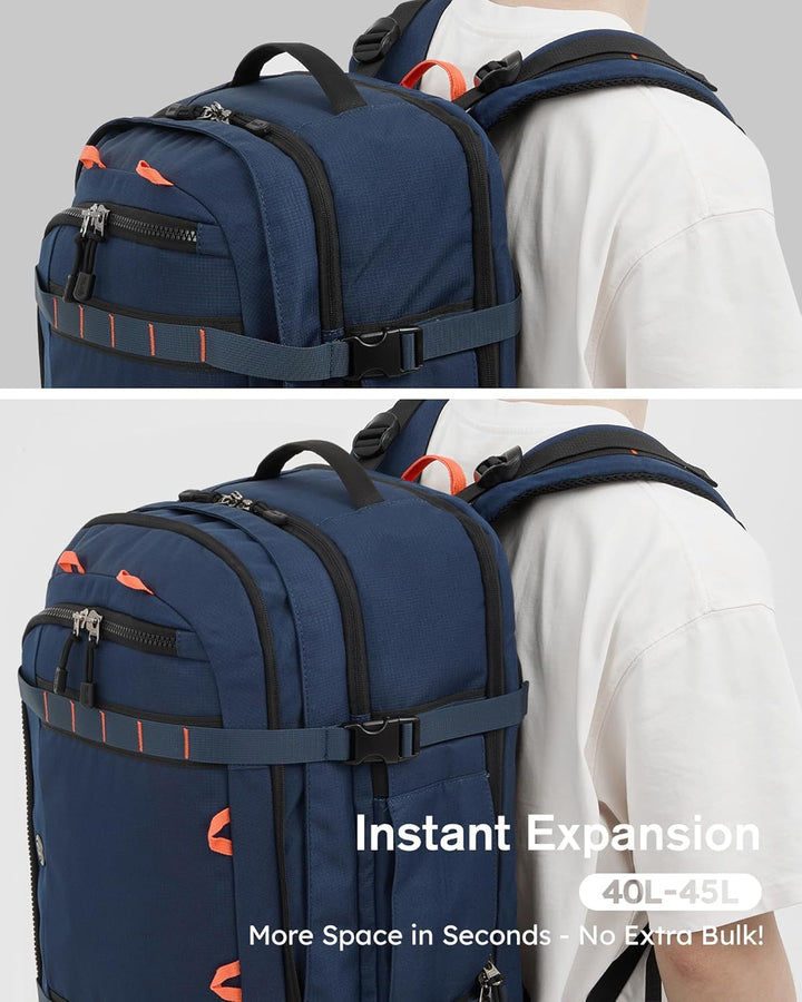 Tolaccea Handgepäck Rucksack, TSA-Freundlich Reiserucksack, Laptop Rucksack für 17.3 Zoll, Erweiterb