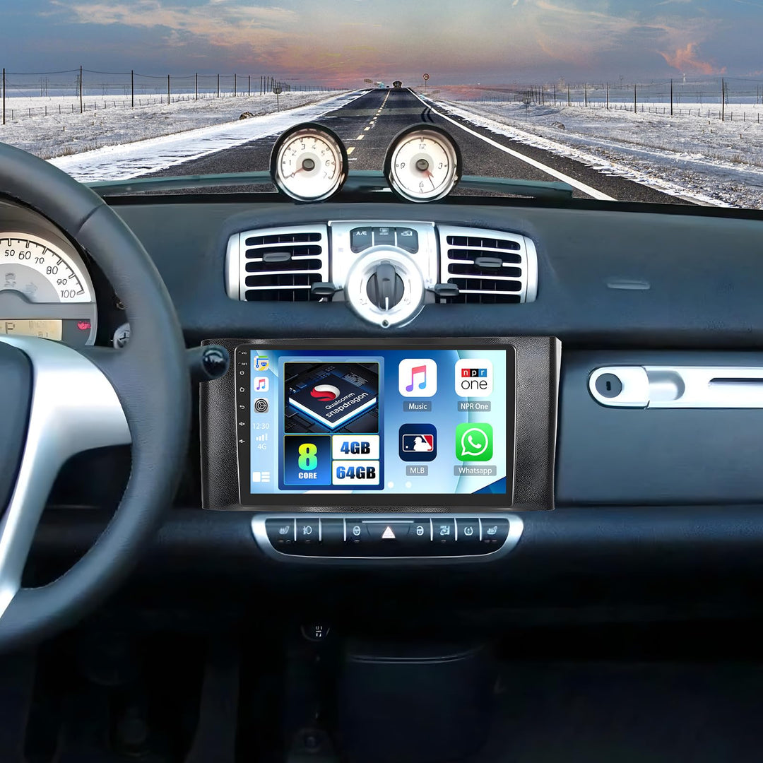 CAMECHO Android 15 Qualcomm 8 Core 4G+64G Autoradio für Mercedes-Benz Smart Fortwo W451 2011-2015 mi