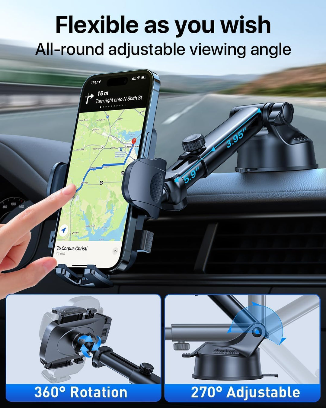 HTU 【Militär-Klasse】 4 in 1 Handyhalterung Auto【Tärkst Saugnapf &amp; Clip】 Federungskapazität 36KG 360°