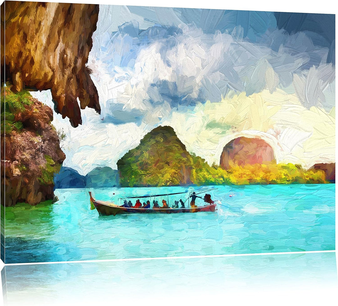 Pixxprint Thailand Phuket Playa Paradisiaca Kunst Pinsel Effekt, Format: 100x70 auf Leinwand, 100x70