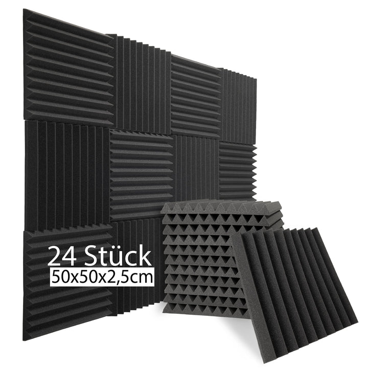 sunnypillow 24 Stück Akustikschaumstoff Akustikschaum Matten 50 x 50 x 2.5cm | Schalldämmmatten zur