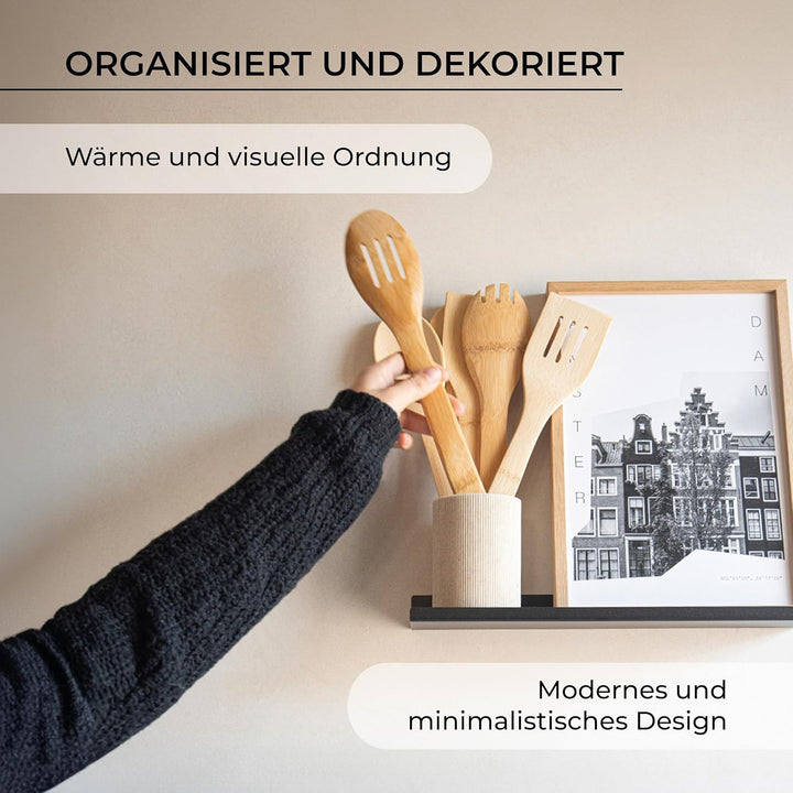 MILUKA Wandregal Schwarz aus Metall | 2er Set Schweberegale Schwarz 35 cm | Badezimmer Regal Wand |