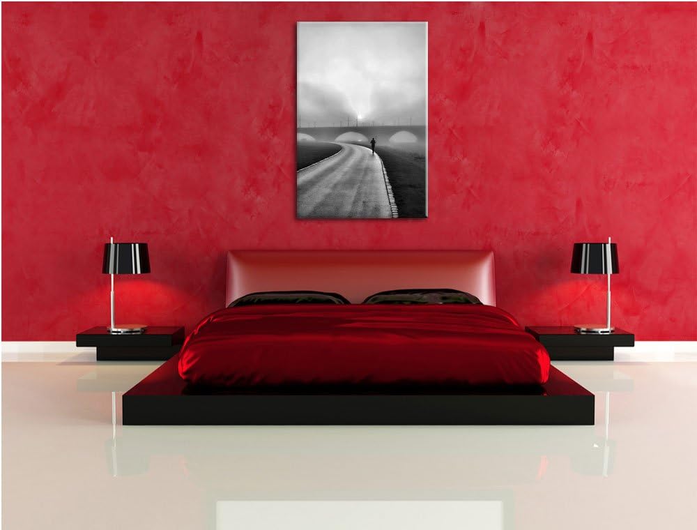 Pixxprint Monocrome, Läufer im Morgengrauen als Leinwandbild/Grösse: 100x70 cm/Wandbild/Kunstdruck/f
