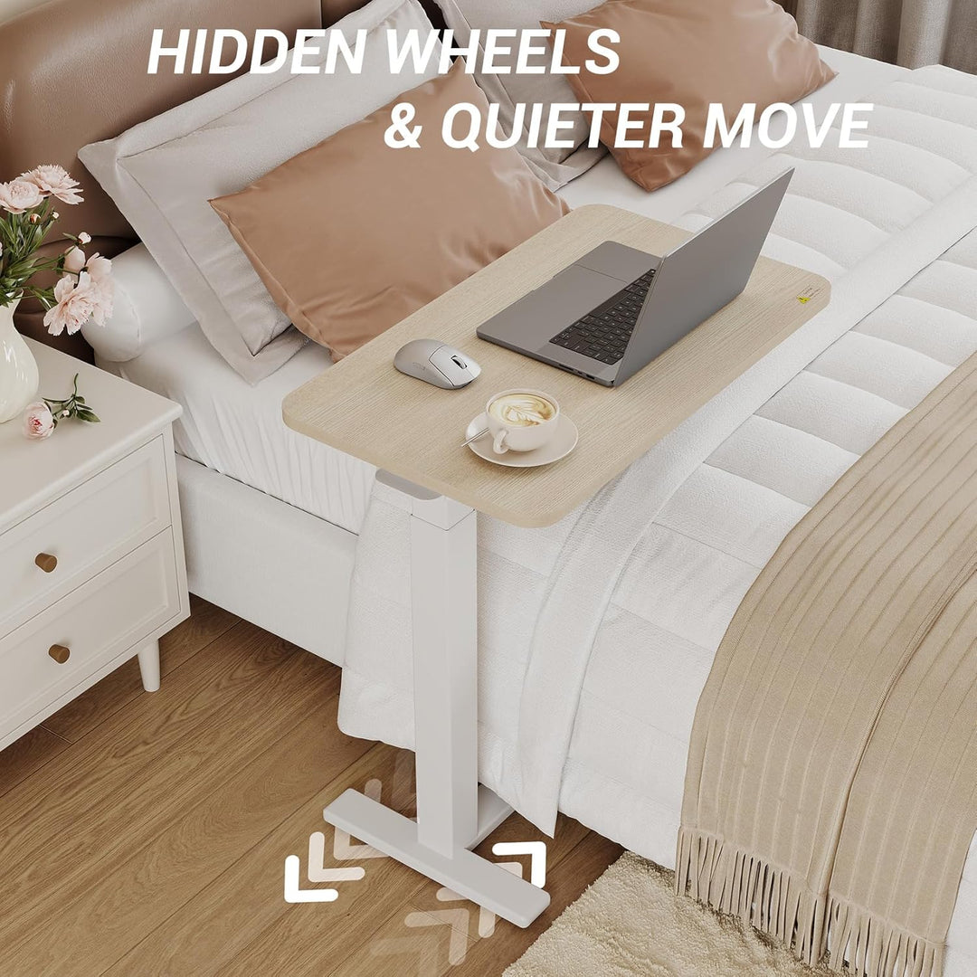 Beistelltisch,Sofatisch Mit Rollen,c-Form,Mobiler Kaffeetisch 68.58 * 40.64 * 65cm,Betttisch Höhenve