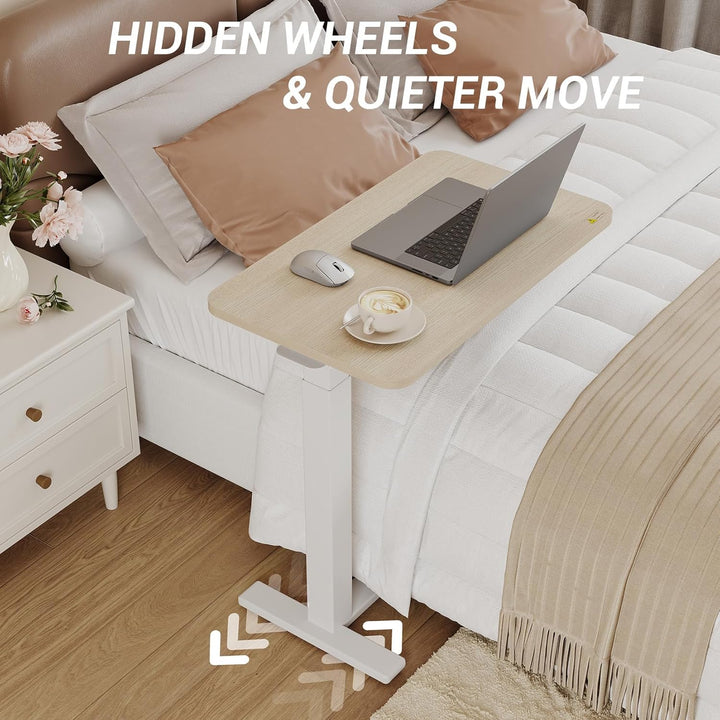 Beistelltisch,Sofatisch Mit Rollen,c-Form,Mobiler Kaffeetisch 68.58 * 40.64 * 65cm,Betttisch Höhenve