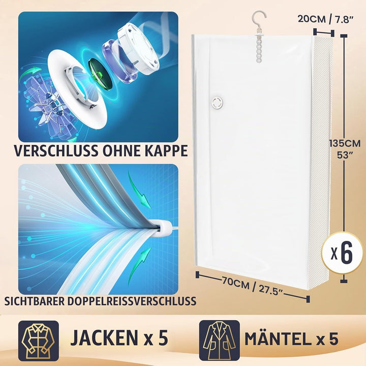 TAILI Vakuumbeutel für Kleidung Hängend, Vacuum Bags for Clothing Vakuumierbeutel Kleidung Mit Kleid
