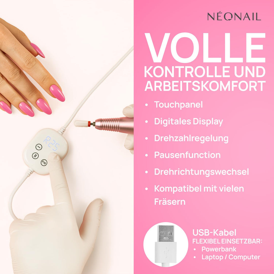 NÉONAIL Nagelfräser - Hornhautentferner Elektrisch - Nagelfeile - Mini USB Nail Drill 12 W - Manikür