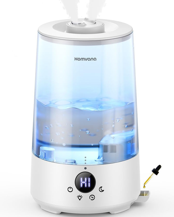 Homvana Luftbefeuchter Schlafzimmer Top-Fill, 3.6L 360°Cool Mist 34H Dauerhaft, Ruhig 16dB (SilentSp