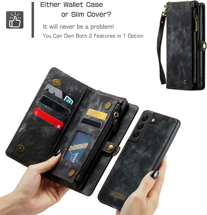 UFinetech Samsung S22 Hülle, Stossfest Kartenfach Tasche Samsung Galaxy S22 5G Handyhülle, Flip Magn