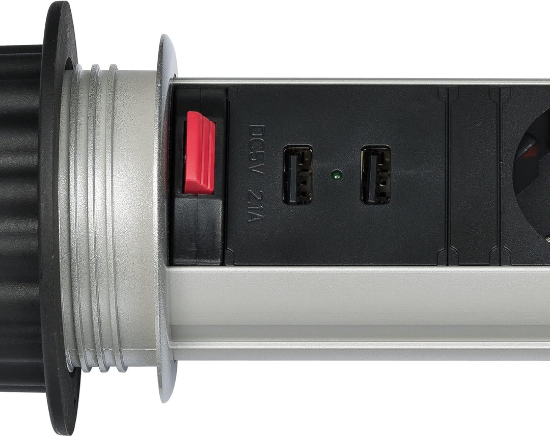 Brennenstuhl 1396201013 Steckdoseneinheit Tower Power, 3-Fach, USB 3 PRISES 2M- 2xUSB Anthrazit, 3 P