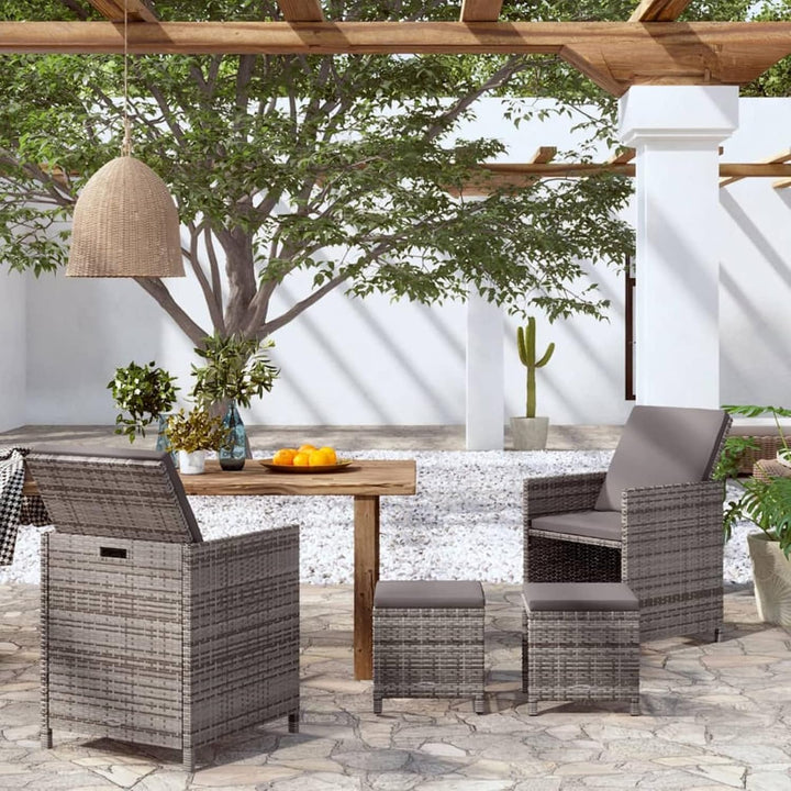 Tidyard 4-TLG. Gartenstuhl und Hocker Set Gartenstuhl Balkonstuhl Rattansessel Gartenmöbel Poly Ratt