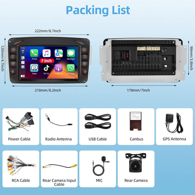 Podofo Autoradio für Mercedes Benz C/CLK/G Klasse W203 W209 W463 Vito 2+32G Android 13 Radio mit App
