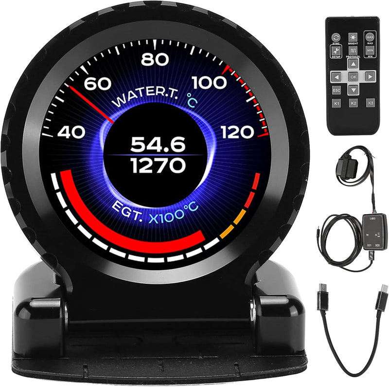 Obd2 Anzeige, Smart OBD2 Anzeige LCD Turbo Boost Wassertemperatur U/min Öltemperatur Öldruck Voltmet