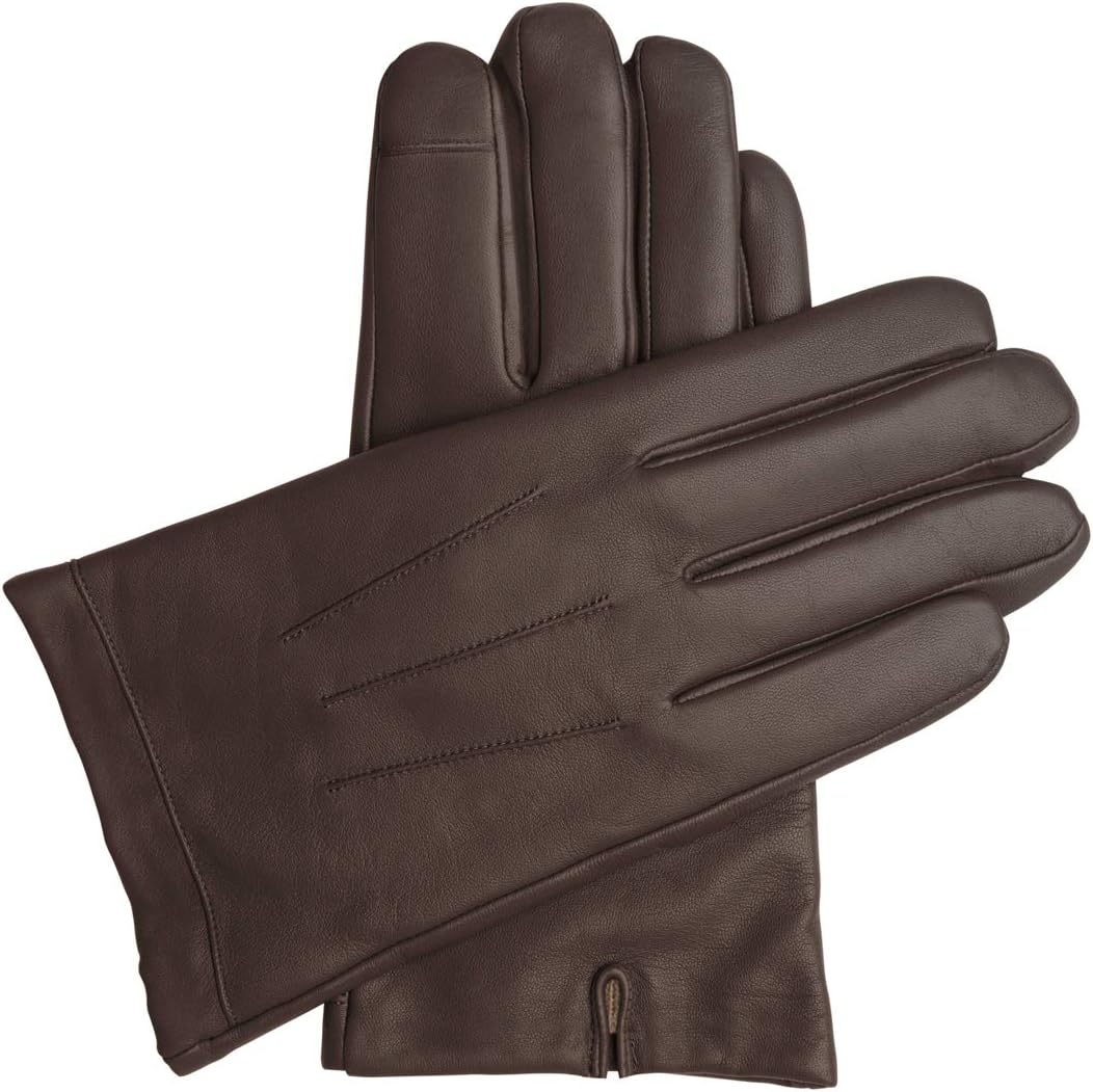 Downholme Touchscreen-Lederhandschuhe mit Innenfutter aus Kaschmir für Herren XS Braun, XS Braun