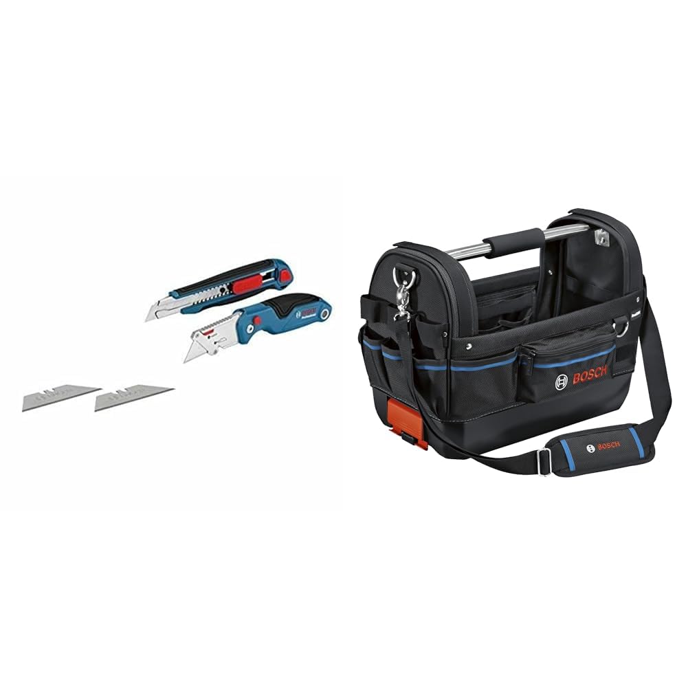 Bosch Professional 2 tlg. Messer Set + Werkzeugtasche GWT 20 (ProClick System: kompatibel mit L-BOXX