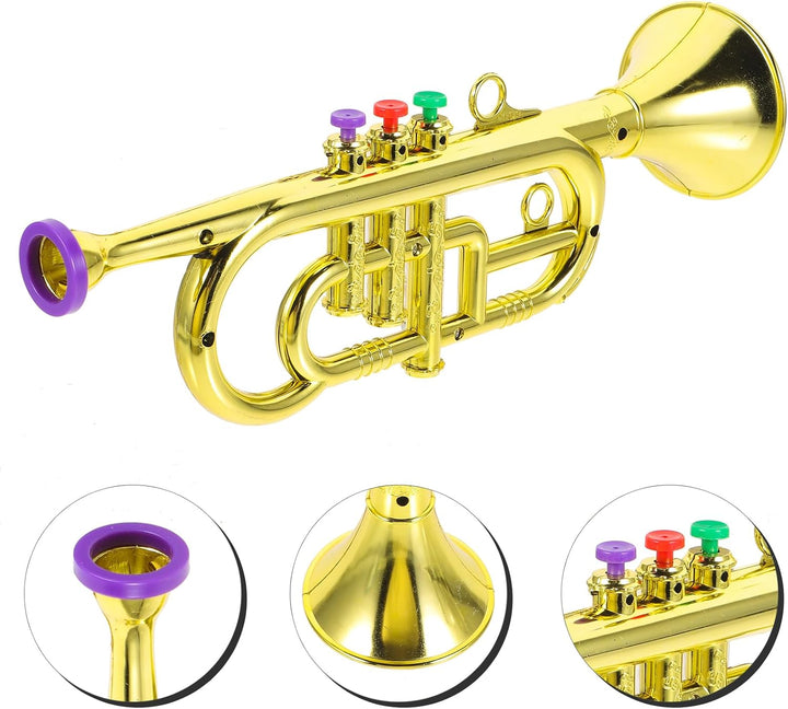 HEMOTON Trompete für Kinder, Blasinstrument, Metall, Kupferinstrument, Lernspielzeug Goldfarben 33.5