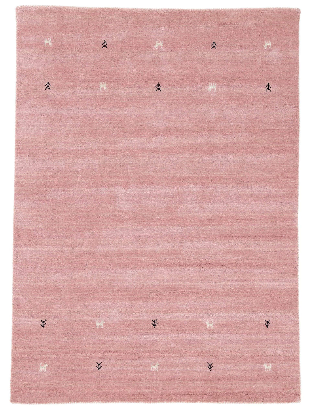 carpetfine Wollteppich Gabbeh Uni Rosa 60x90 cm | Moderner Teppich für Wohn- und Schlafzimmer 60x90