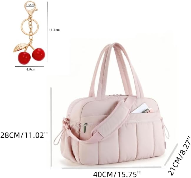 Puffer Reisetasche Damen, Sporttasche Gym Travel Bag, Handgepäck Tasche Weekender mit PVC nasse Tasc