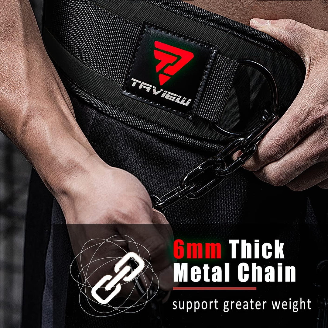 TAVIEW Dip Gürtel mit Kette Gewichteter Gürtel für Pullups mit Heavy Duty Dip Gürtel mit Kette Schwa