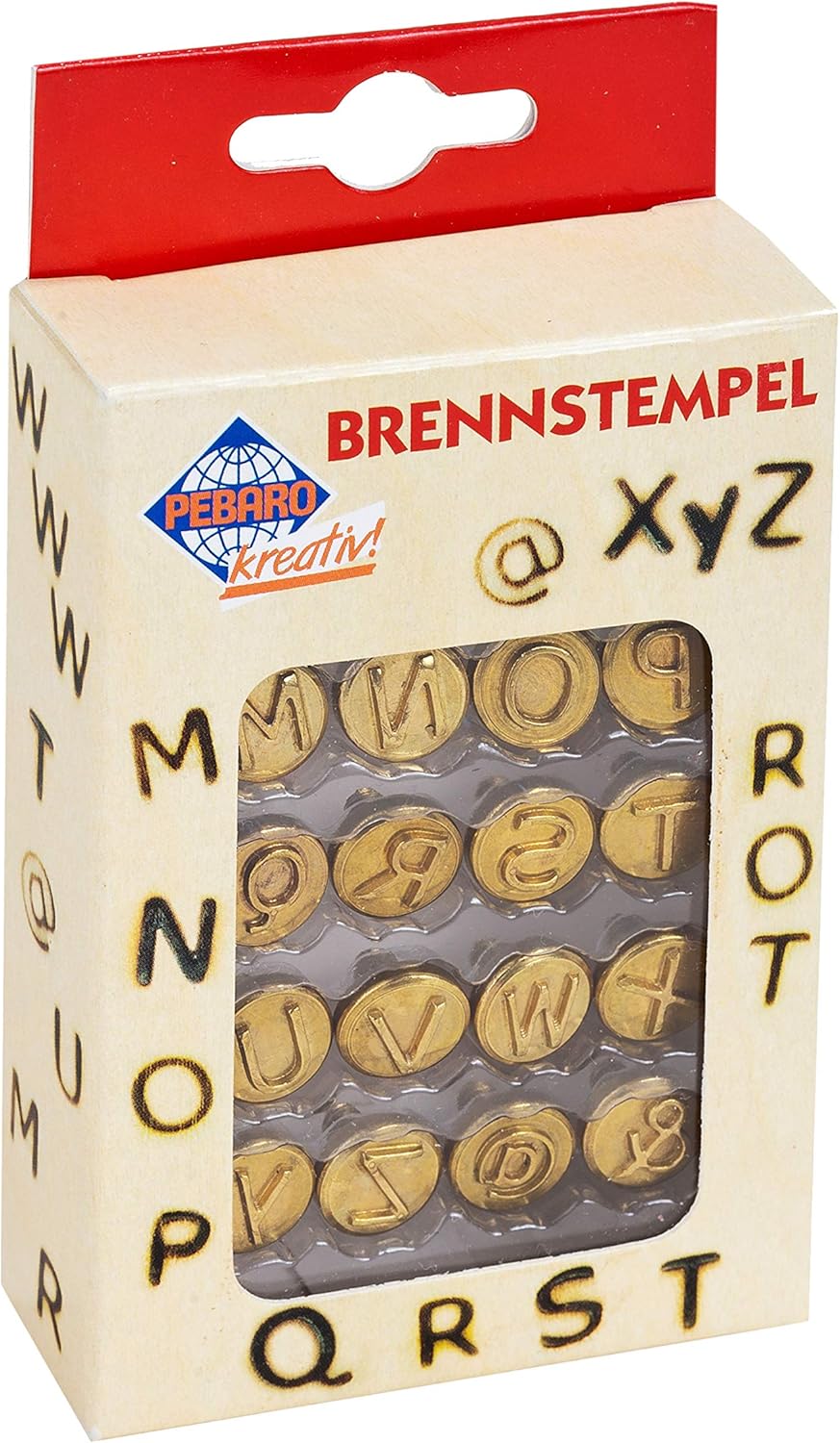 Brandmalkolben mit 9 verschiedenen Aufsätzen & Pebaro 20500 - Brennstempel, Buchstaben M - Z, 16-tei