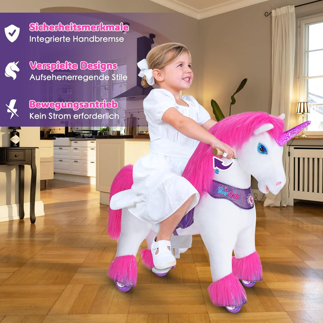 PonyCycle Fortschrittlich Modell Y Einhorn Reitpferd Einhorn mit Magisches Geräusche für Kinder 4–7