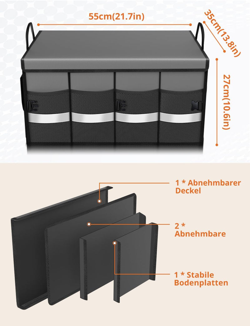 Oasser Kofferraumtasche Kofferraum Organizer mit Deckel Autobox Auto Box Tasche Wasserdicht Rutschfe