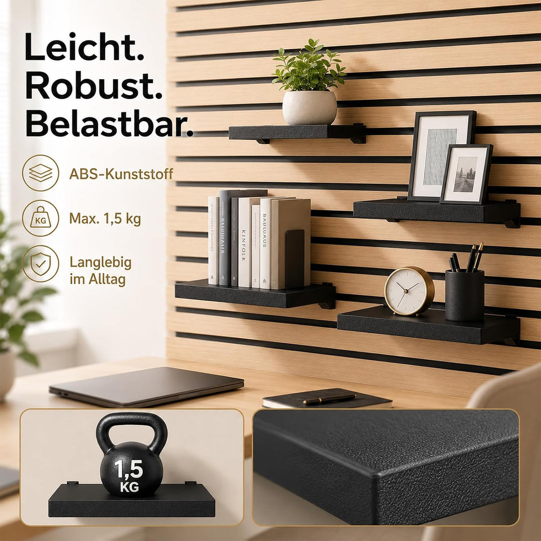 2er Set Regal für Akustikpaneele Horizontale Ohne Bohren 15×10cm | Zubehör Akustikpaneele Wandorgani