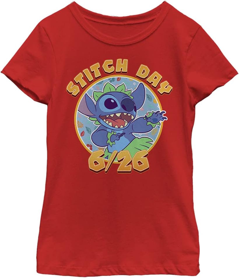 Disney Mädchen Stitch Day T-Shirt S Rot, S Rot