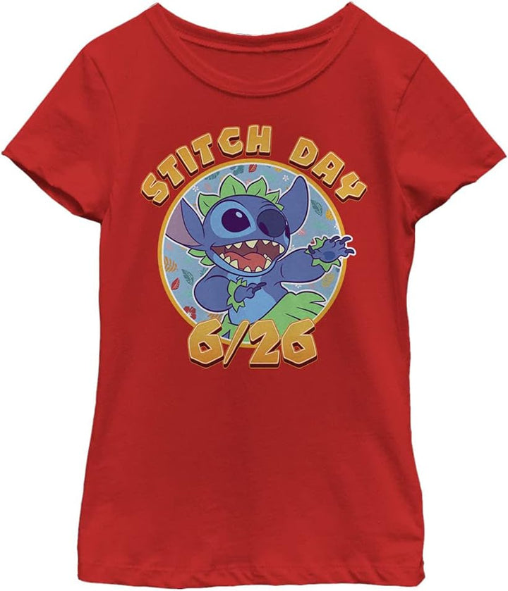 Disney Mädchen Stitch Day T-Shirt S Rot, S Rot