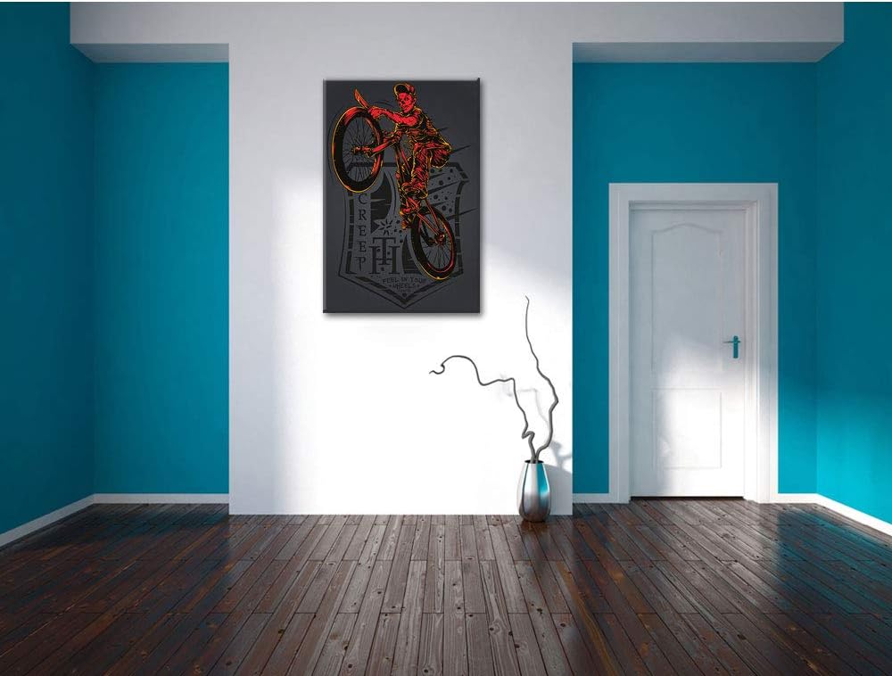Creepy Biker black Leinwandbild Bild auf Leinwand, XXL riesige Bilder fertig gerahmt mit Keilrahmen,