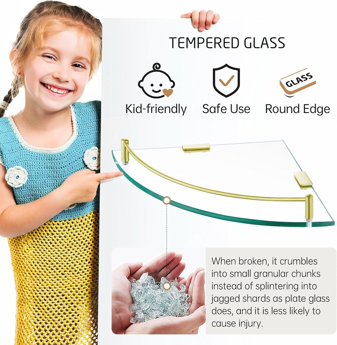 KES Duschablage Ecke Eckregal Duschregal Glasregal Duschablage Glas Hartglas Wandregal Badregal Dusc
