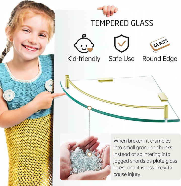 KES Duschablage Ecke Eckregal Duschregal Glasregal Duschablage Glas Hartglas Wandregal Badregal Dusc