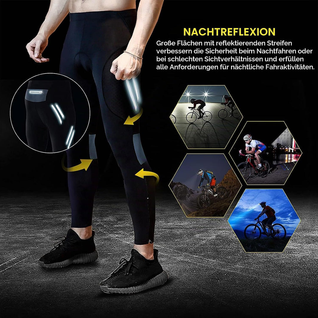 MEETWEE Herren Radlerhose Lange Fahrradhose, Kompression Radhose Leggings Radsport Hose für Männer E