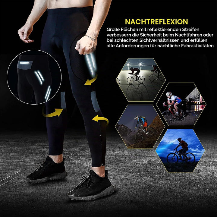 MEETWEE Herren Radlerhose Lange Fahrradhose, Kompression Radhose Leggings Radsport Hose für Männer E