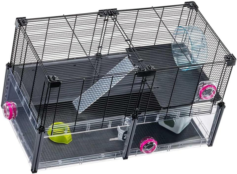 FERPLAST - Grosser Hamsterkäfig - Mauskäfig & Hamsterhaus - Metallgitter - mit Zubehör - Modular - M