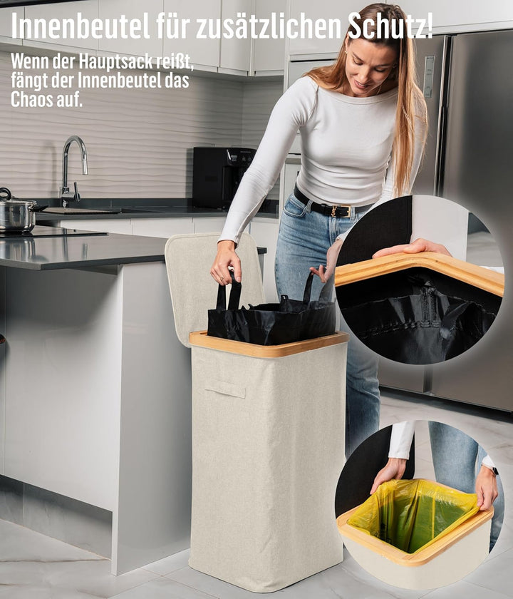 Deco haus® Gelber Sack Ständer 90L [Extra Tragetasche] - Gelber Sack Mülleimer - Stabiler Müllsackst