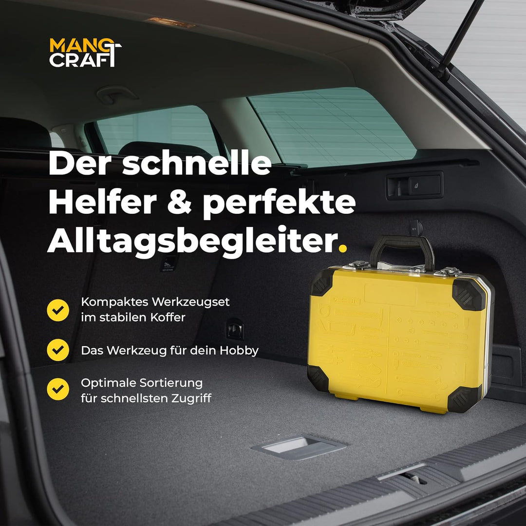 Werkzeugkoffer gefüllt, Premium All-in-One handlicher und rutschfester Werkzeugkasten 100-teilig [fü