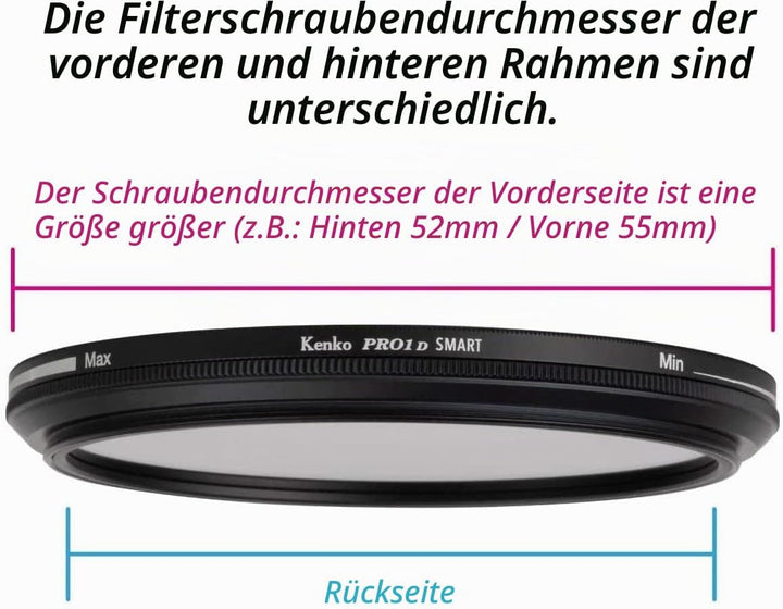 Kenko Variabler Graufilter PRO1D SMART Variable NDX ND3-450 67mm, für Videoaufnahmen, Einstellung de