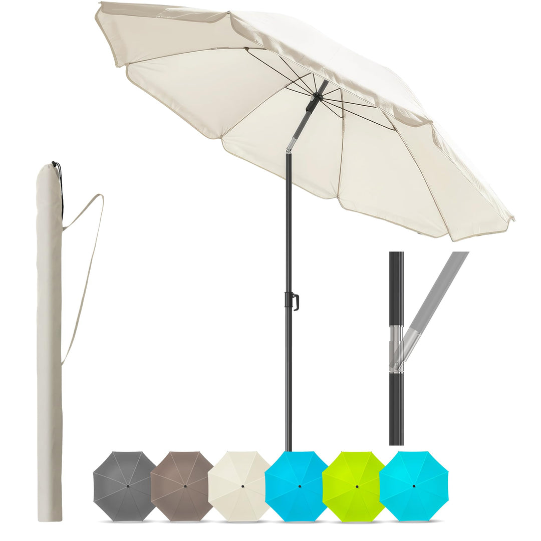 4smile Sonnenschirm Balkon Ø 160 cm SunnyJoy, Beige - UPF 50+ Strandschirm, sicherer Sonnenschirm St