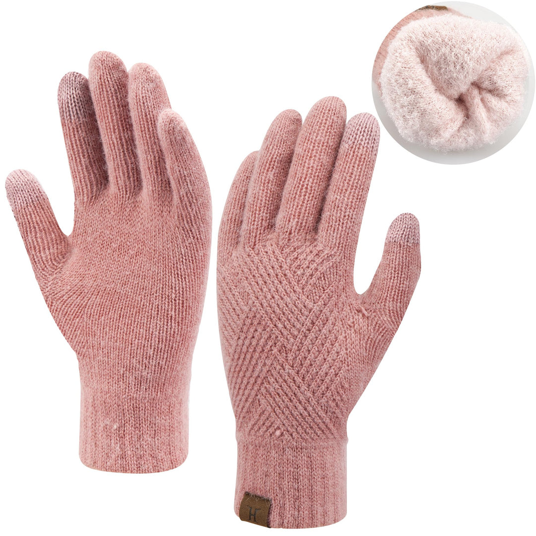 Damen Winter Warm Touchscreen Handschuhe Thermo Gestrickte Winterhandschuhe Doppellagige Strickhands