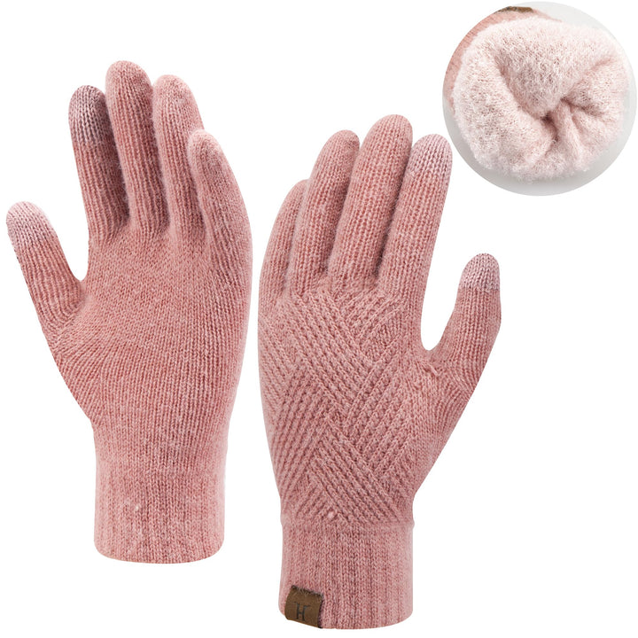 Damen Winter Warm Touchscreen Handschuhe Thermo Gestrickte Winterhandschuhe Doppellagige Strickhands