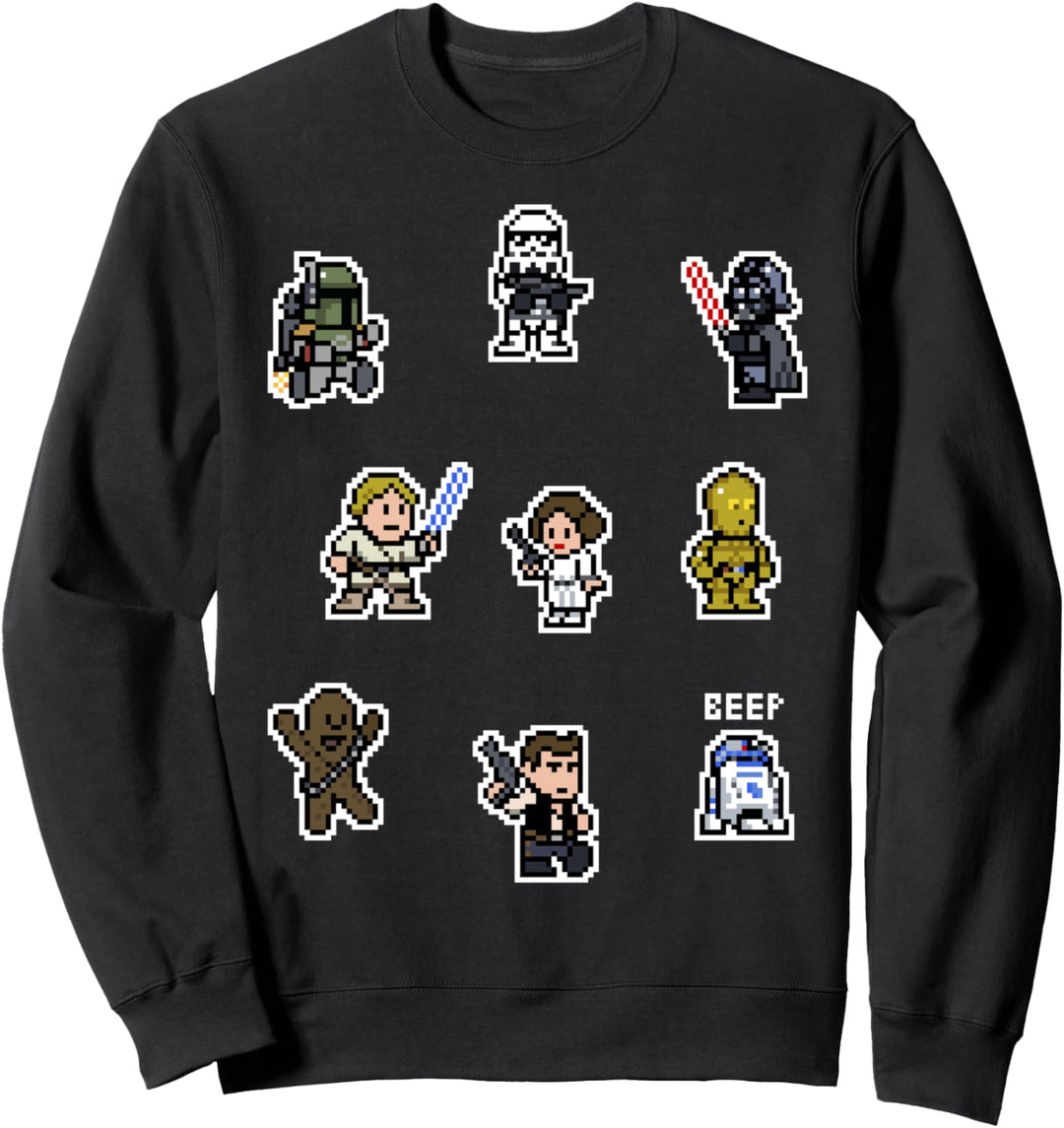 Star Wars Group Shot Pixelated Stickers Sweatshirt