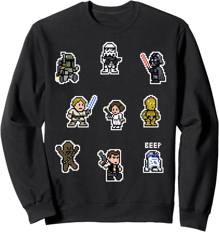 Star Wars Group Shot Pixelated Stickers Sweatshirt