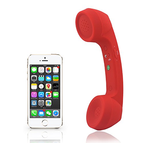 kabellose Retro-Telefonhörer Kopfhörer Bluetooth für EIN Handy mit bequemem Anruf,rot, Rot