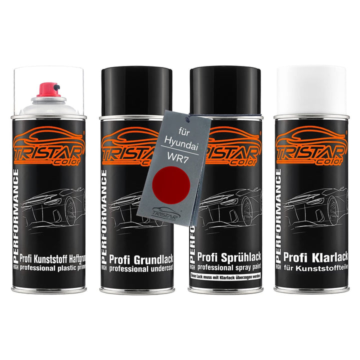 TRISTARcolor Autolack Spray Kunststoff für Hyundai WR7 Dragon Red Metallic | Sprühdosen-Set für Stos