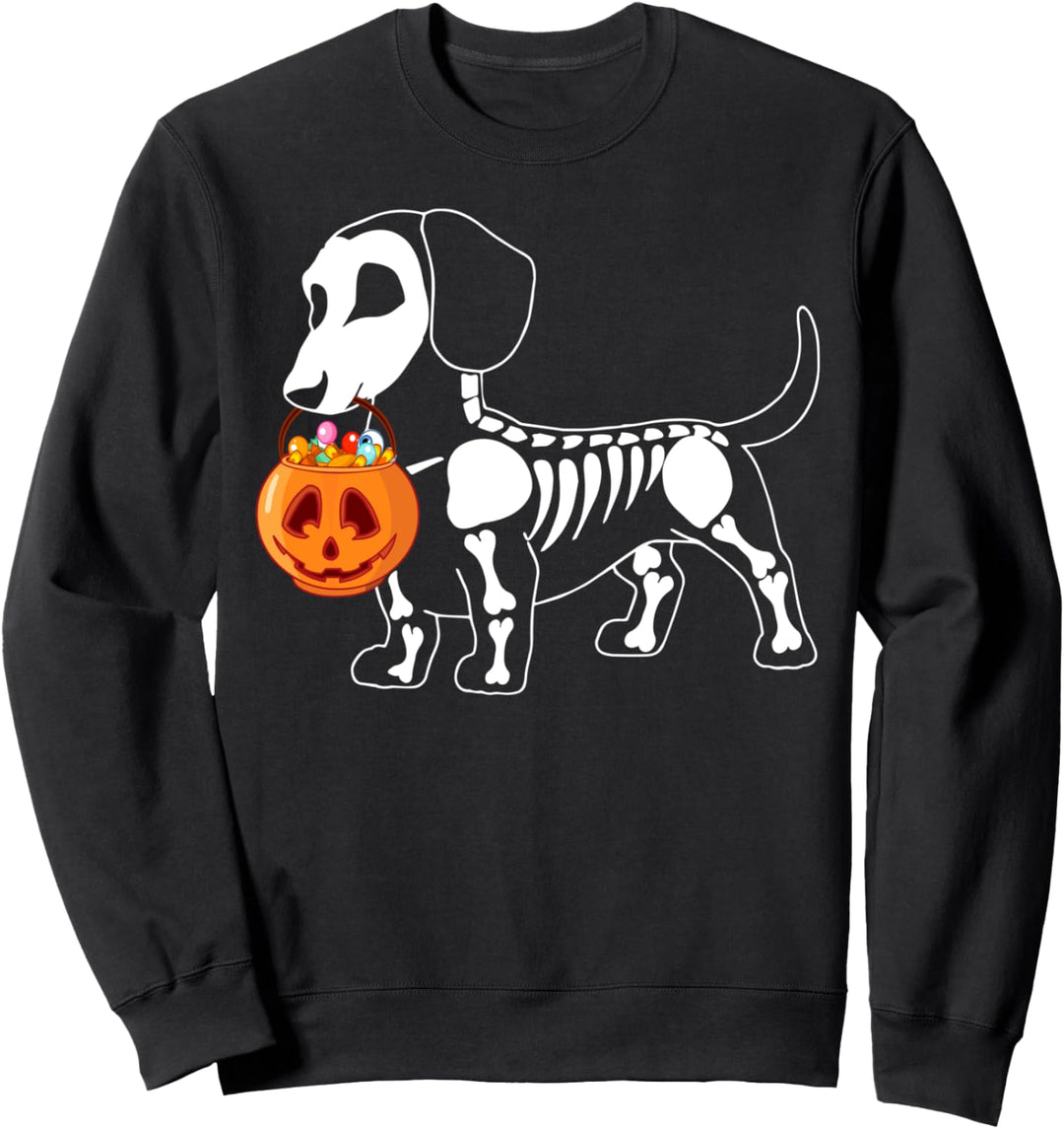 Dackel Skelett Halloween Happy Pumpkin Sweatshirt