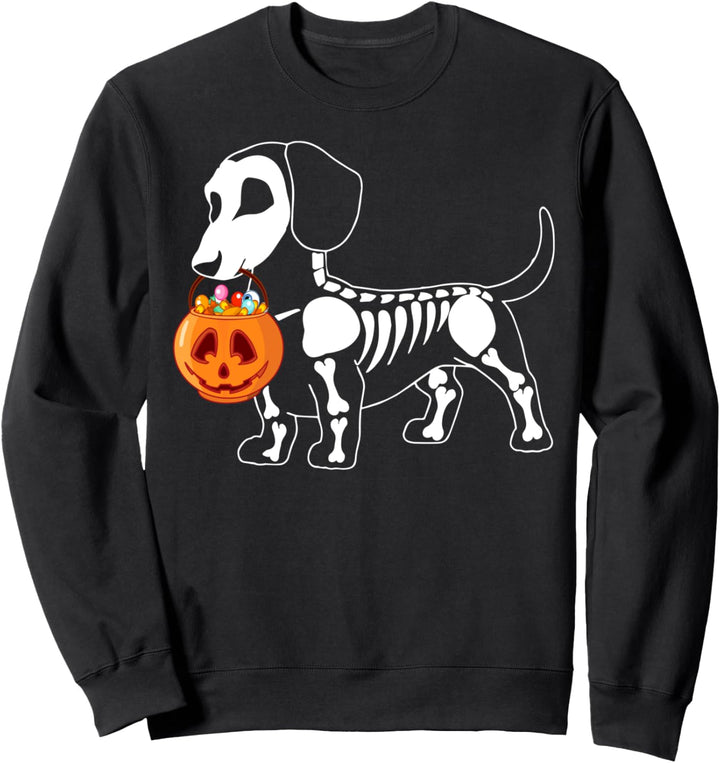 Dackel Skelett Halloween Happy Pumpkin Sweatshirt