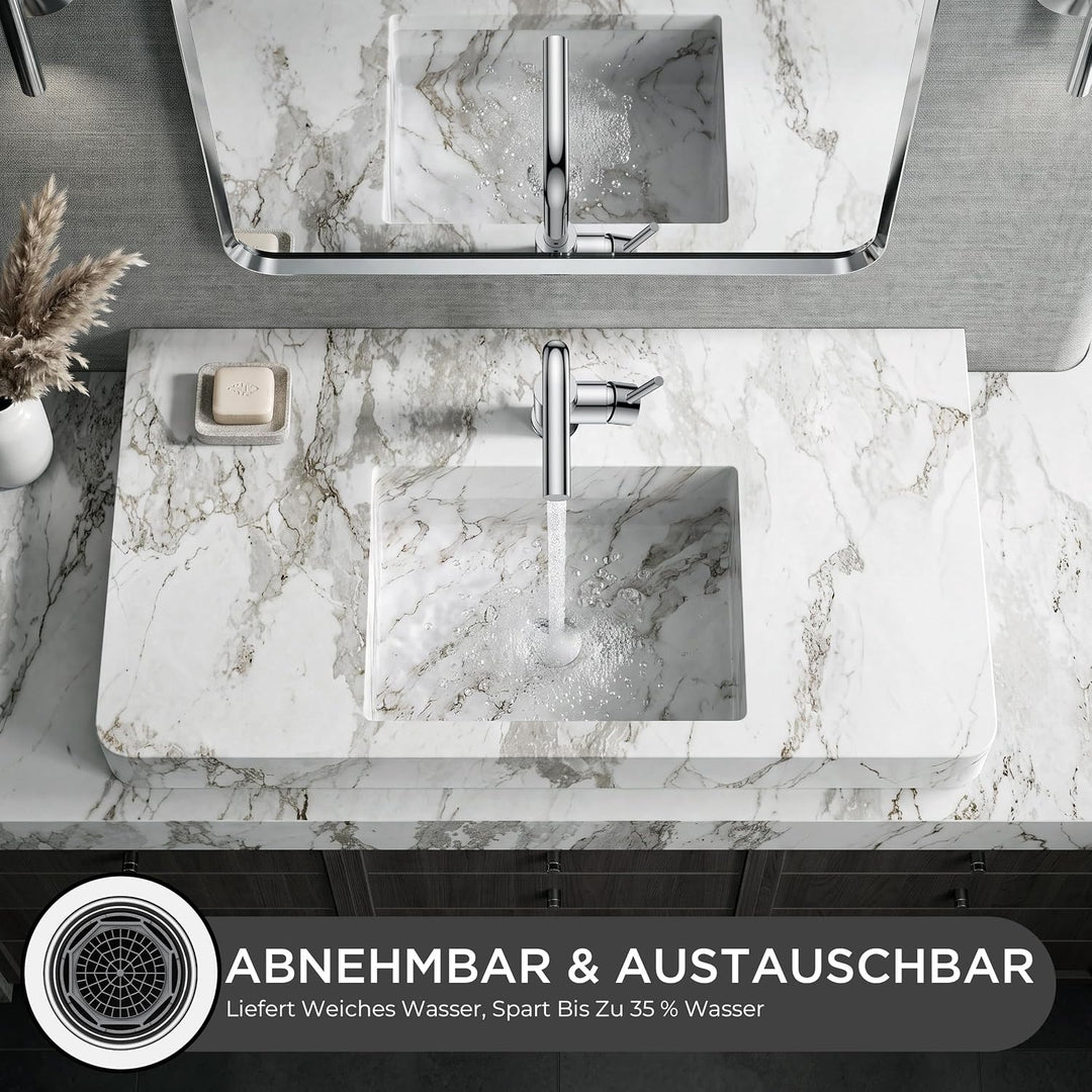 FORIOUS® Premium Wasserhahn Bad Chrom,Design Waschtischarmatur Hoch 225mm Auslaufhöhe 225mm Polierte